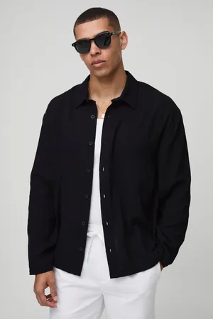 Boohoo Mens Oversized Collared Long Sleeve Cheesecloth Shirt