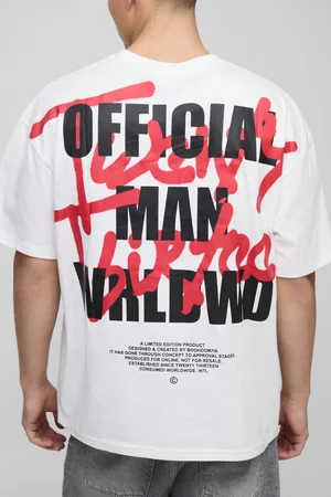 Boohoo Mens Oversized Official Man Graffiti Over The Seams Printed T-Shirt