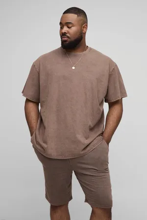 Boohoo Mens Plus Oversized Acid Wash T-Shirt & Short Set