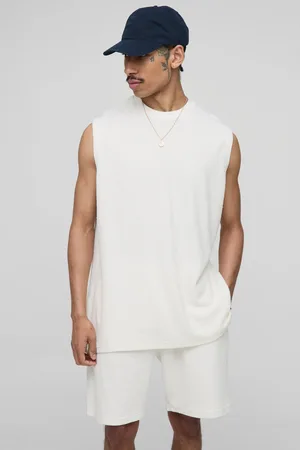 Boohoo Mens Oversized Textured Jersey vest & Short Set