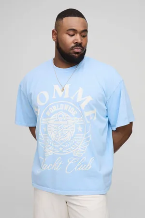 Boohoo Mens Plus Oversized Homme Varsity Print Overdye T-Shirt