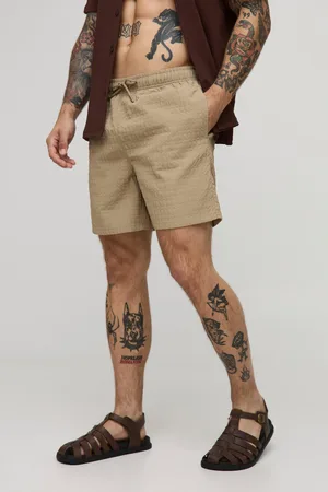Boohoo Mens Mid Length Seersucker Check Swim Short