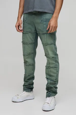 Boohoo Mens Slim Rigid Stacked Distressed Seam Detail Jeans