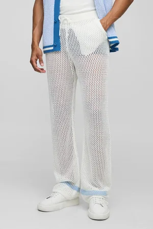 Boohoo Mens Relaxed Fit Open Stitch Stripe Detail Knitted Joggers