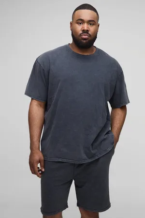 Boohoo Mens Plus Oversized Acid Wash T-Shirt & Short Set