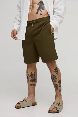 Boohoo Mens Long Length Seersucker Check Swim Short
