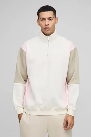 Boohoo Mens Oversized Man Colour Block Zip Funnel Neck Sweatshirt