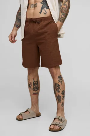 Boohoo Mens Long Length Seersucker Check Swim Short