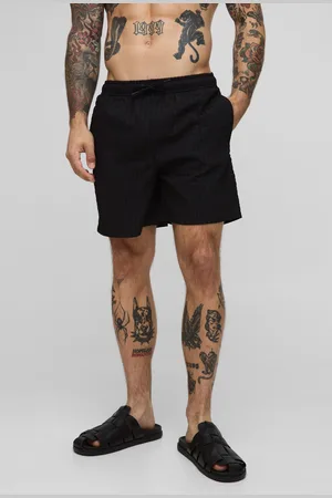 Boohoo Mens Mid Length Seersucker Check Swim Short