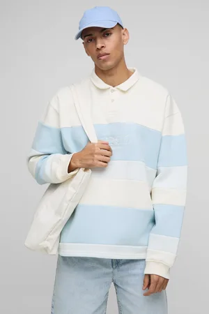 Boohoo Mens Oversized Man Stripe Rugby Polo