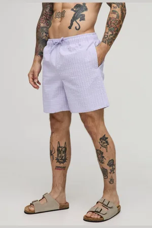 Boohoo Mens Mid Length Seersucker Check Swim Short