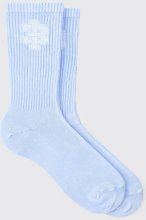 Boohoo Mens Acid Wash 13 Socks In Blue