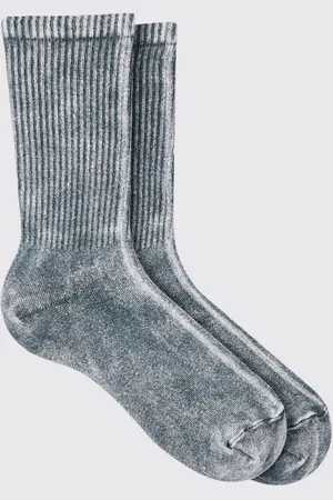 Boohoo Mens Acid Wash Plain Ribbed Sports Socks In
