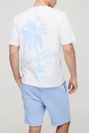Boohoo Mens Regular Fit Palm Print T-Shirt & Short Set