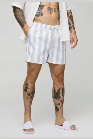Boohoo Mens Wide Stripe Print Short Length Swim Short