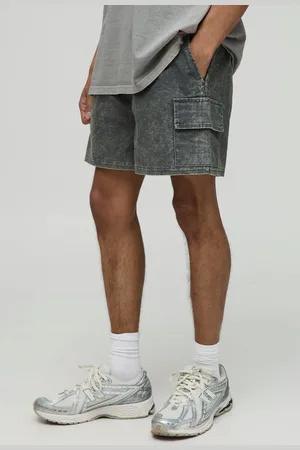 Boohoo Mens Elasticated Waist Boxer Fit Washed Ripstop Cargo Shorts