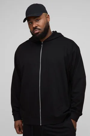 Boohoo Mens Plus 260GSM Loopback Oversized Fit Basic Zip Through Hoodie