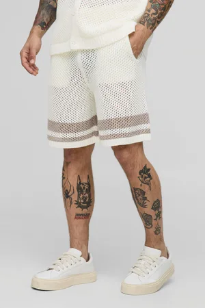 Boohoo Mens Relaxed Fit Striped Open Stitch Shorts