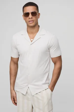 Boohoo Mens Slim Fit Jersey Short Sleeve Revere Shirt