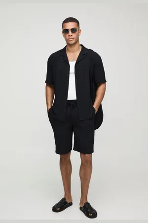 Boohoo Mens Oversized Crinkle Shirt & Relaxed Short Set