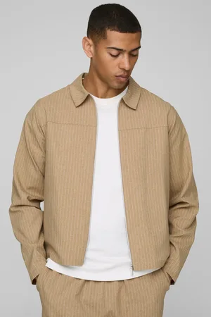Boohoo Mens Regular Fit Stripe Harrington Jacket