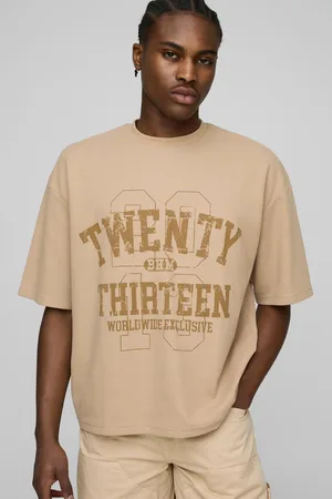 Boohoo Mens Oversized Boxy Waffle Varsity Printed T-Shirt
