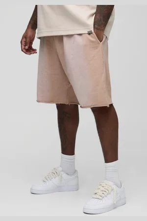 Boohoo Mens Plus Washed Raw Hem Extended Drawcord Relaxed Shorts