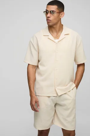 Boohoo Mens Oversized Crinkle Shirt & Relaxed Short Set