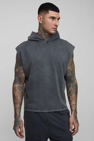 Boohoo Mens Tall Oversized Boxy Sleeveless Acid Wash Hoodie