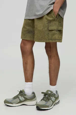 Boohoo Mens Elasticated Waist Boxer Fit Washed Ripstop Cargo Shorts