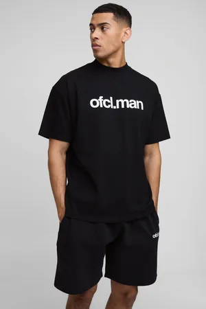 Boohoo Mens Oversized Boxy Extended Neck Ofcl Man T-Shirt and Short Set
