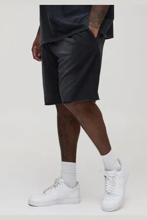 Boohoo Mens Plus Washed Raw Hem Extended Drawcord Relaxed Shorts