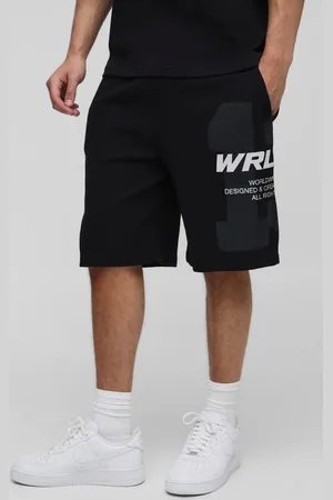 Boohoo Mens Oversized Waffle 13 Varsity Printed Short