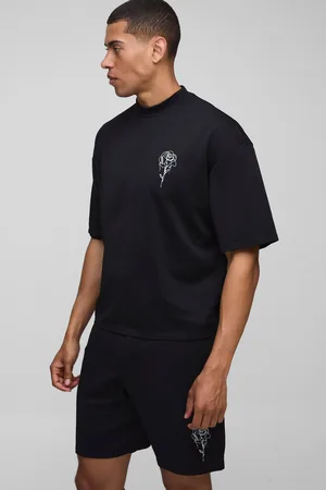 Boohoo Mens Oversized Boxy Floral Scuba T-Shirt & Short Set