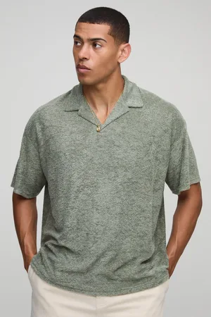 Boohoo Mens Oversized Textured Revere Polo