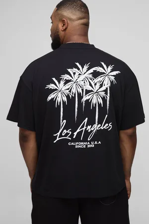 Boohoo Mens Plus Oversized Los Angeles Palm Printed T-Shirt