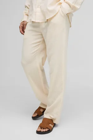 Boohoo Mens Elasticated Relaxed Fit Cheesecloth Trousers