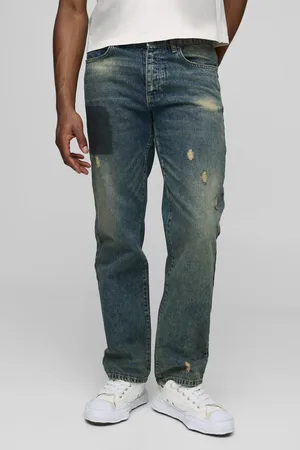 Boohoo Mens Straight Fit Distressed Ripped Jeans