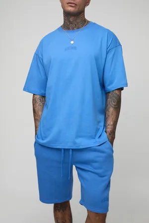 Boohoo Mens Tall Oversized Worldwide Over Seam Print T-Shirt & Short Set