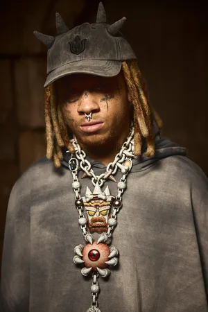 Boohoo Mens Trippie Redd Graphic Double Horn Cap In