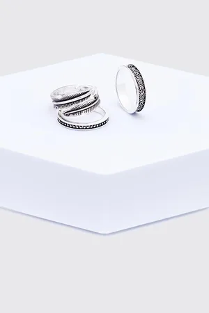 Boohoo Mens 3 Pack Embossed Rings