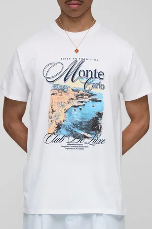 Boohoo Mens Regular Fit Monte Carlo Print T-Shirt