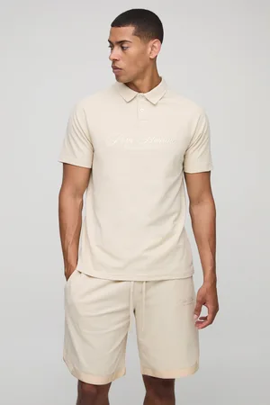 Boohoo Mens Regular Fit Homme Raglan Embroidered Pique Polo