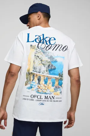 Boohoo Mens Oversized Lake Como Landscape T-Shirt