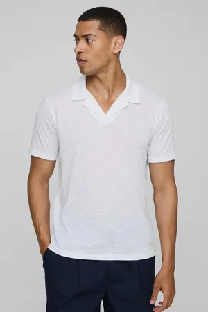 Boohoo Mens Regular Fit Revere Slub Polo