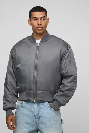 Boohoo Mens Oversized Boxy Curved Hem Nylon Bomber Jacket