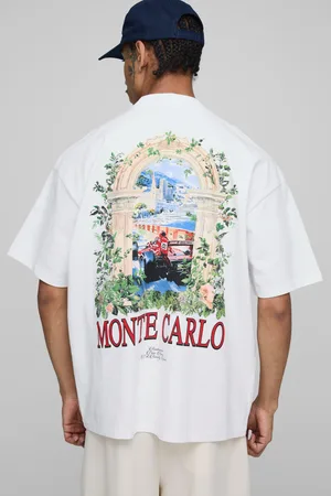 Boohoo Mens Oversized Extended Neck Man Monte Carlo Printed T-Shirt