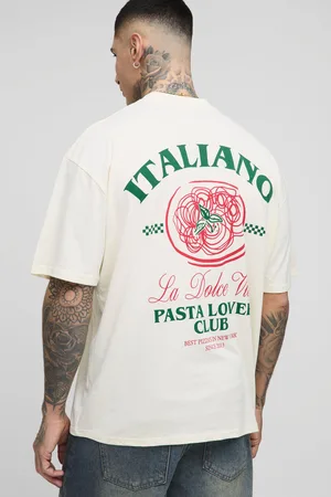 Boohoo Mens Tall Oversized Italiano Pasta Lovers Printed T-Shirt