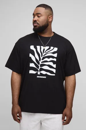 Boohoo Mens Plus Oversized Leaf Puff Print T-Shirt