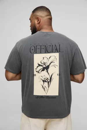Boohoo Mens Plus Oversized Washed Official Floral Print T-Shirt